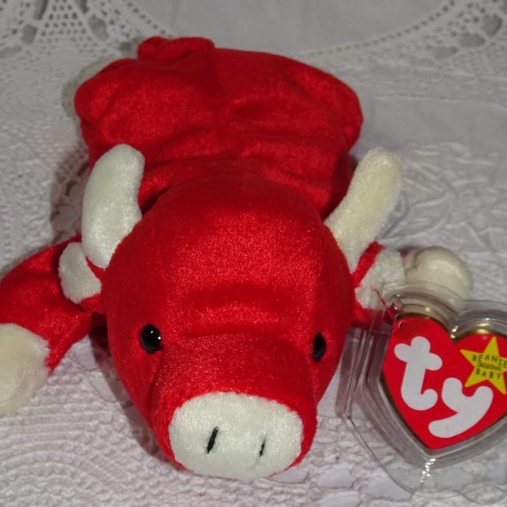 TY Beanie Babies – Snort the Bull  2 (4th Generation) – Red Stamp #486 – MWMT